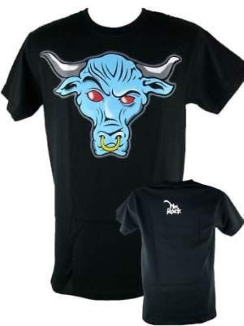 The Rock Blue Brahma Bull Logo Mens Black T-shirt
