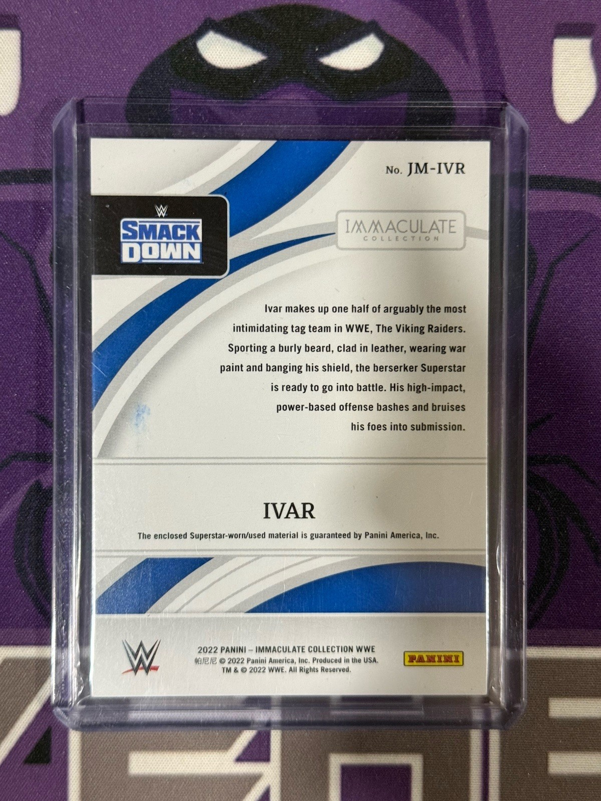 2022 Panini Immaculate WWE Ivar Jumbo Patch #40/50