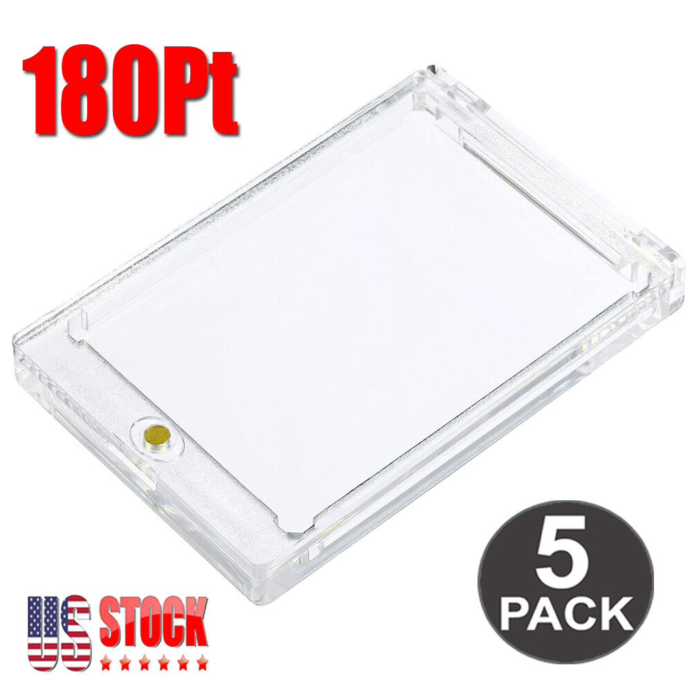5Pack Magnetic Trading Sports Card Holders 180Pt One-Touch UV Protection Case US