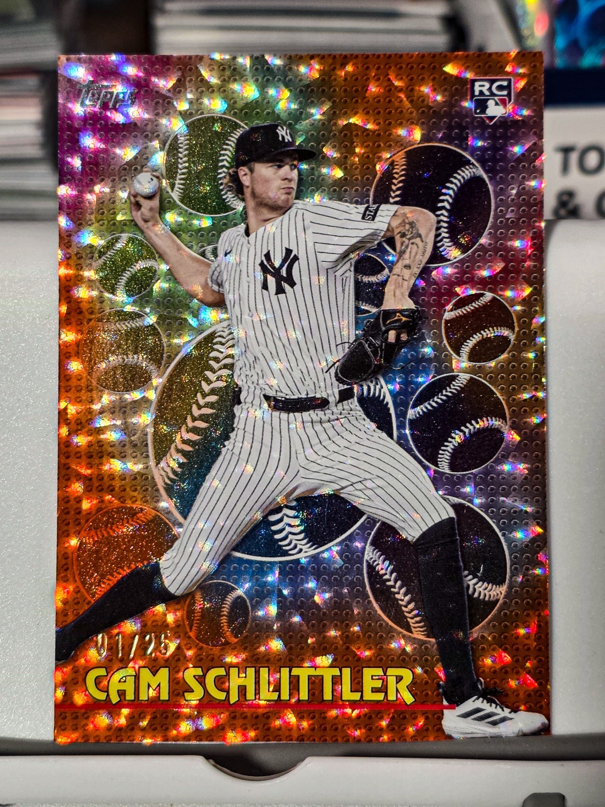 2026 Topps Series 2 Cam Schlittler 🔥 Orange Crackle 1/25 1st on Print! Yankees