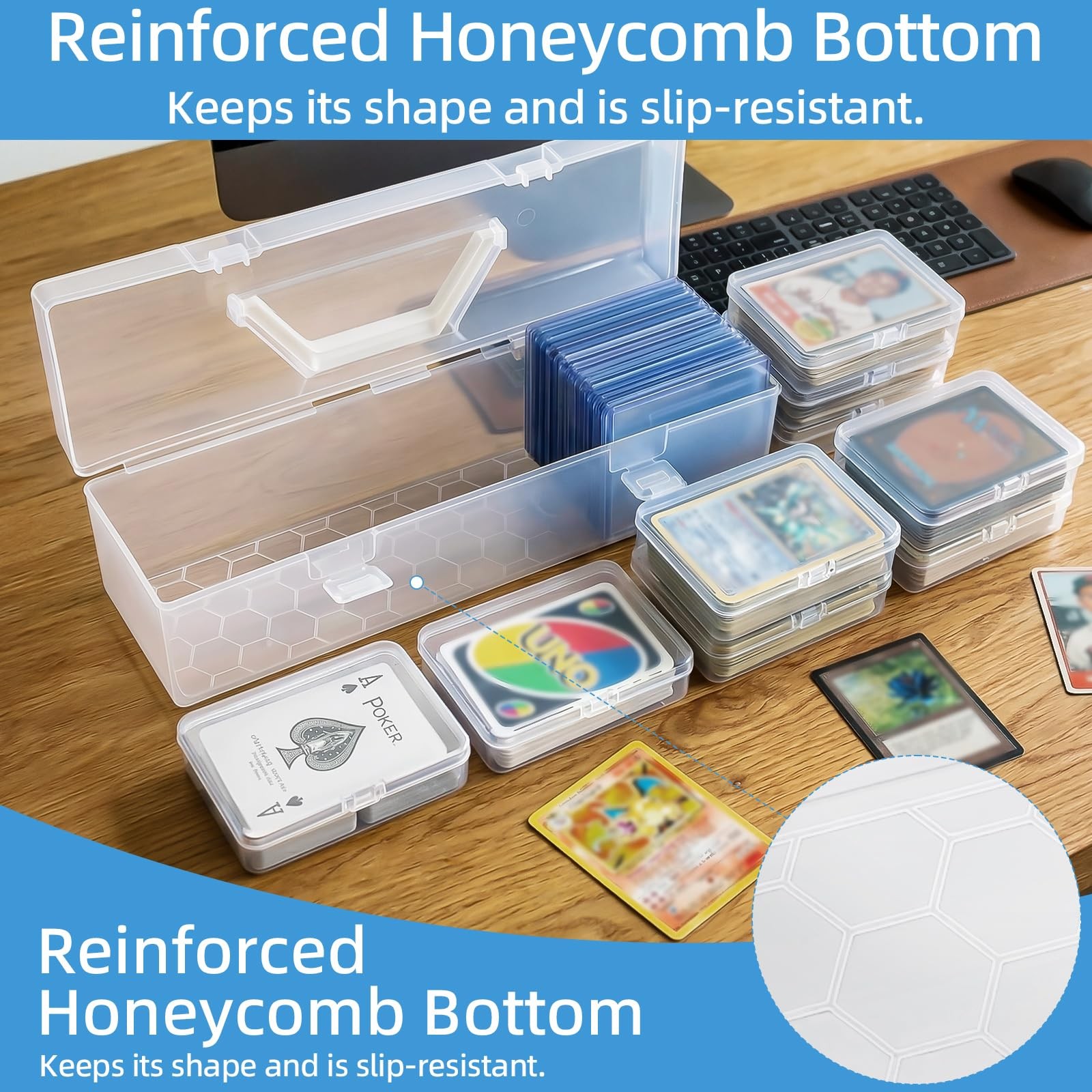 Trading Card Storage Box with 9 Individual Card Cases, Large Capacity Card Ga…
