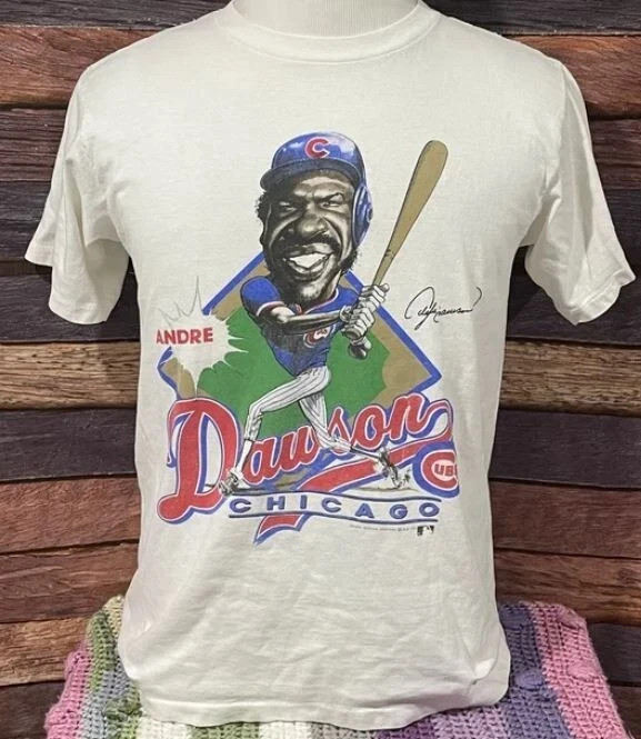 Vintage Andre Dawson Caricature Chicago Cubs Baseball Shirt AN68659