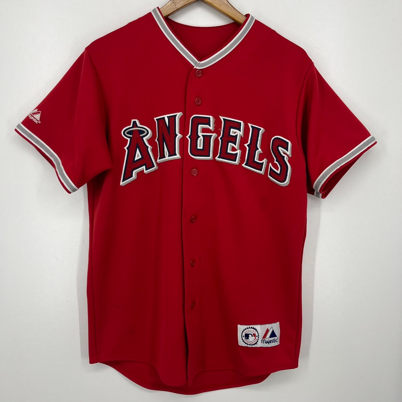 Majestic Anaheim Angels Baseball Jersey Men’s Size L Red MLB Vtg 90s