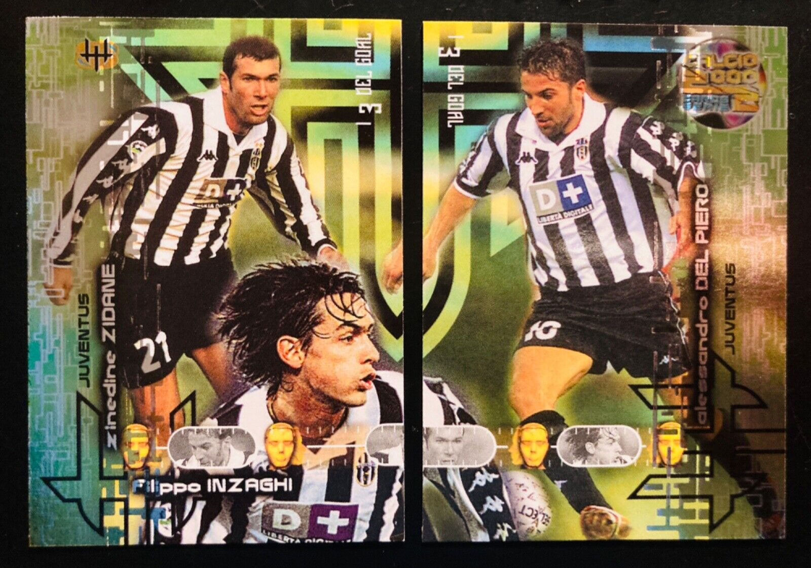 1999-00 Panini Calcio cards 2000 # 87-88 Zinedine Zidane Juventus dual card set