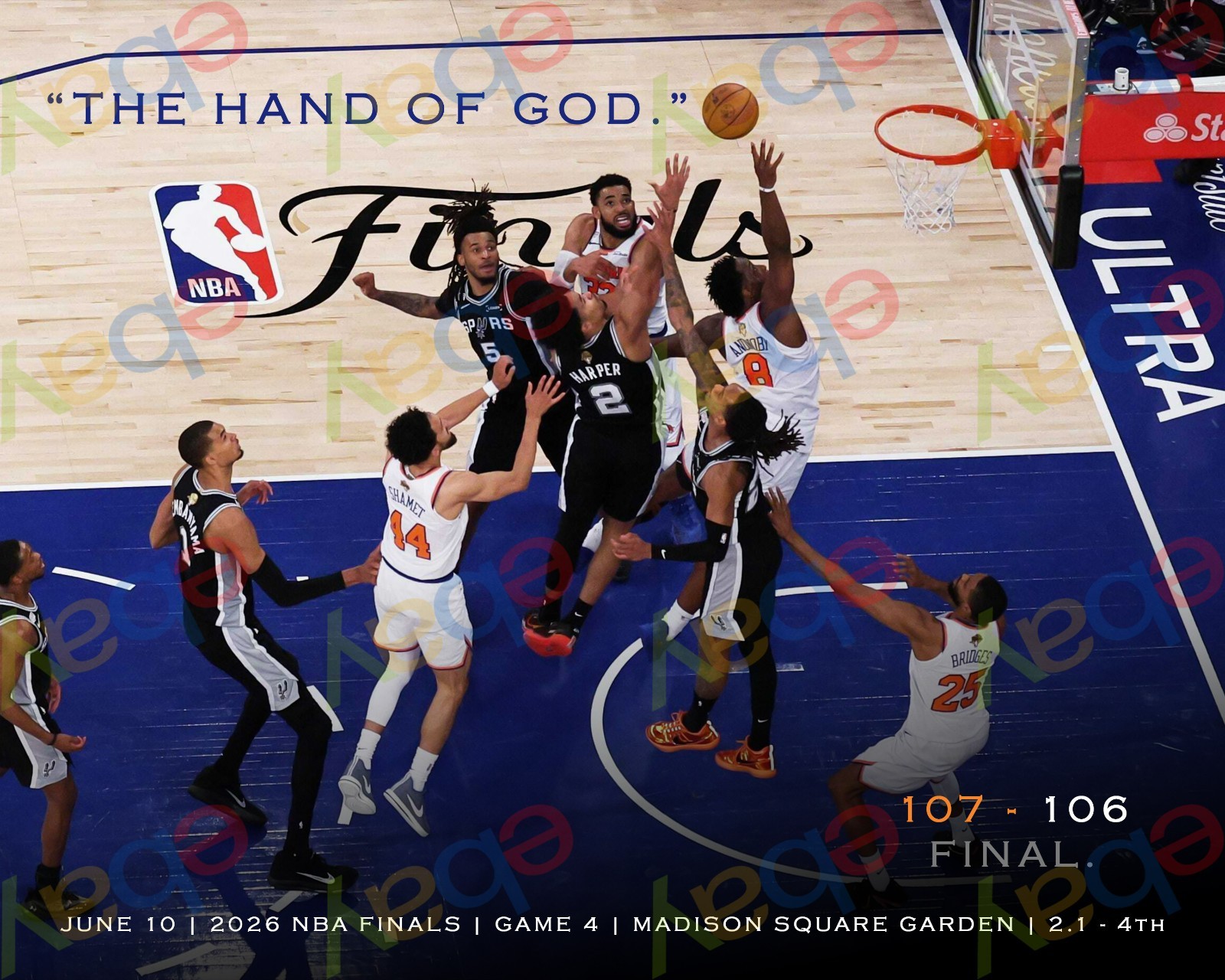 OG Anunoby Tip Glossy 16×20 Poster 2026 NBA Finals “Hand of God” New York Knicks