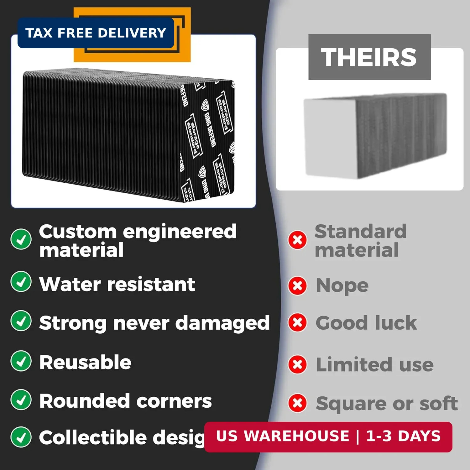 Ding Defend 110-Pack Trading Card Protector Shipping – 3.5 x 4.5 Inch Black Hobb