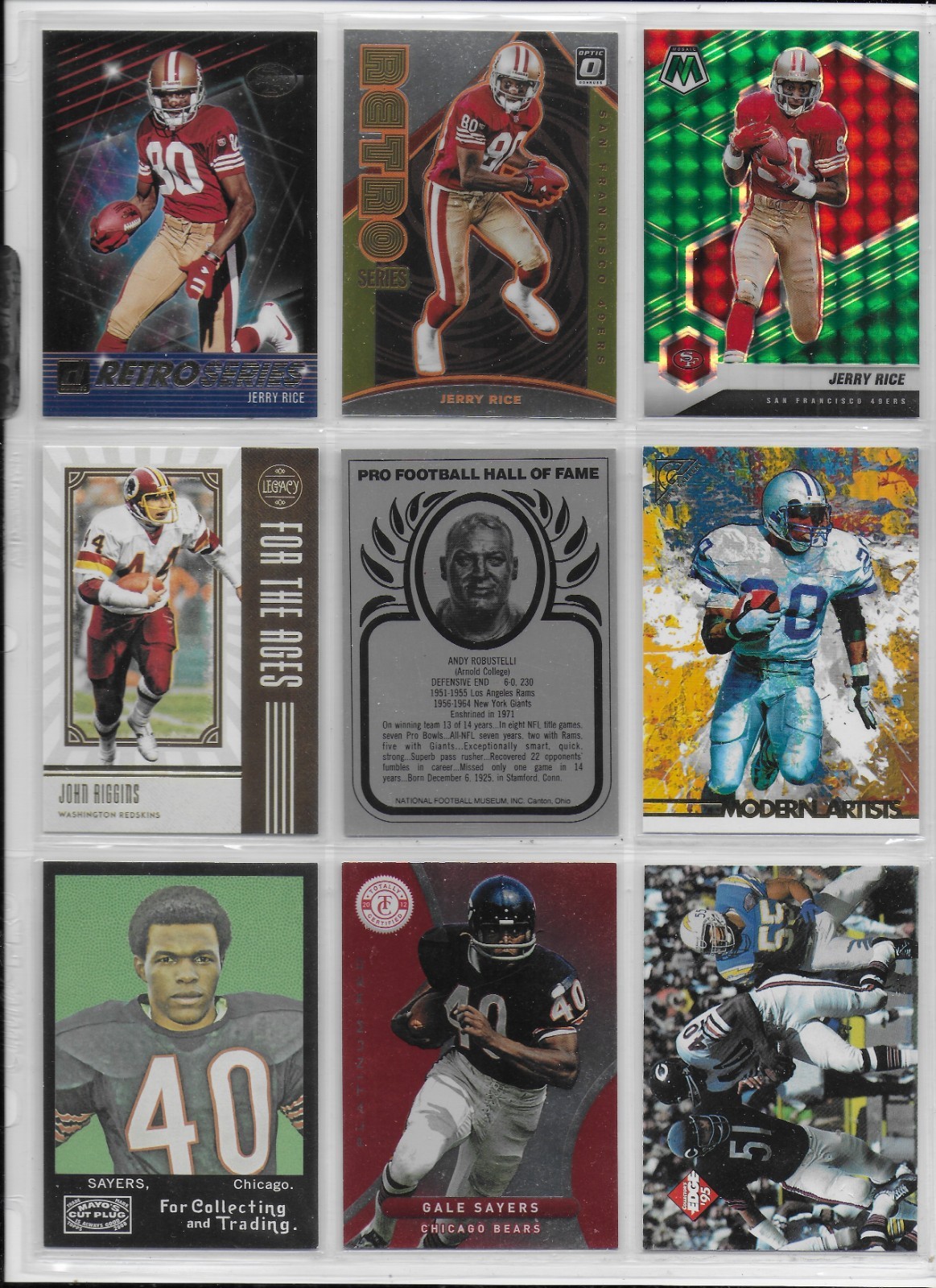 Huge Lot of 1100 NRMT Football Cards- ALL HOFers – 500 Inserts/600 Base Cards