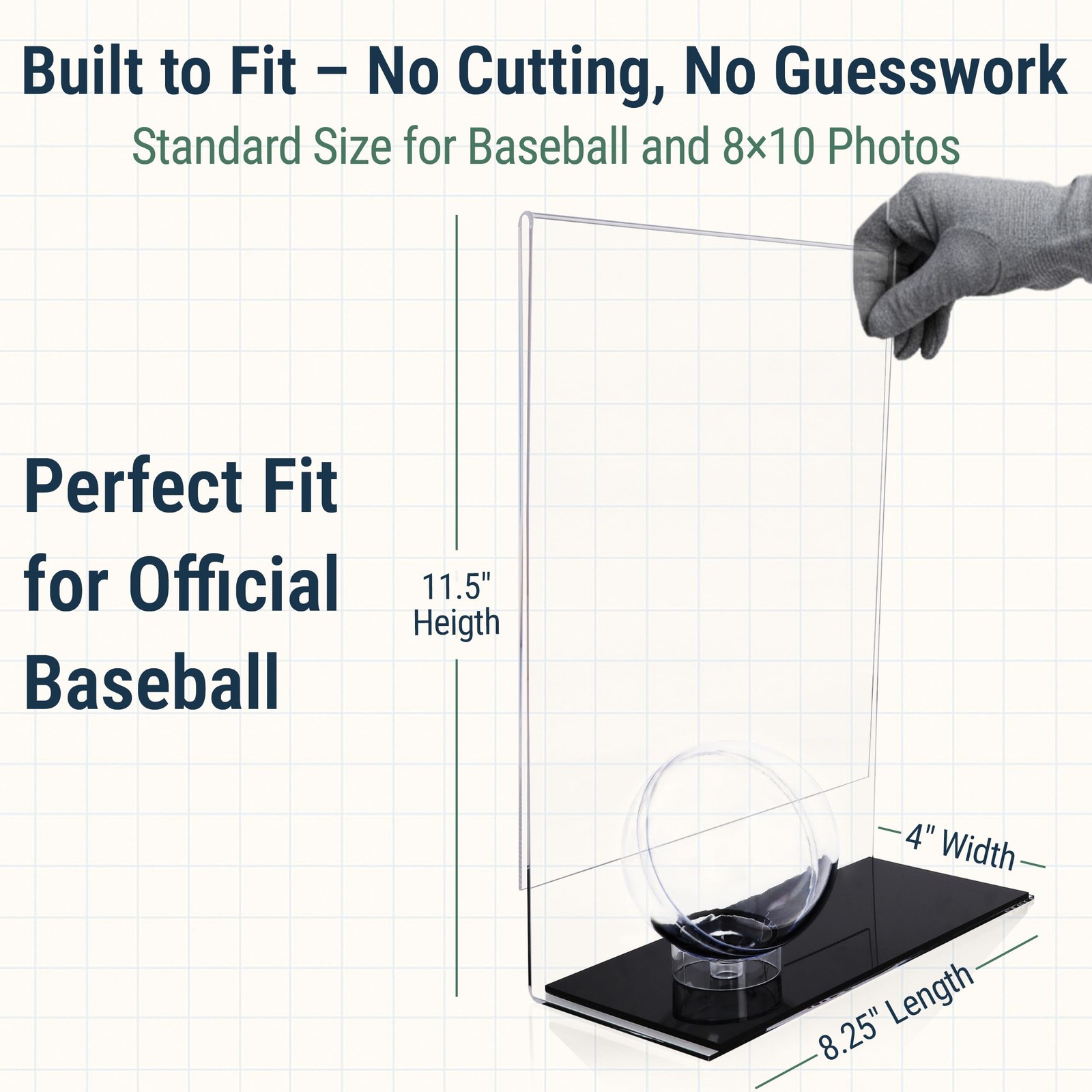 Baseball Holder with Picture Frame – Acrylic Baseball Card Display Case for 8…