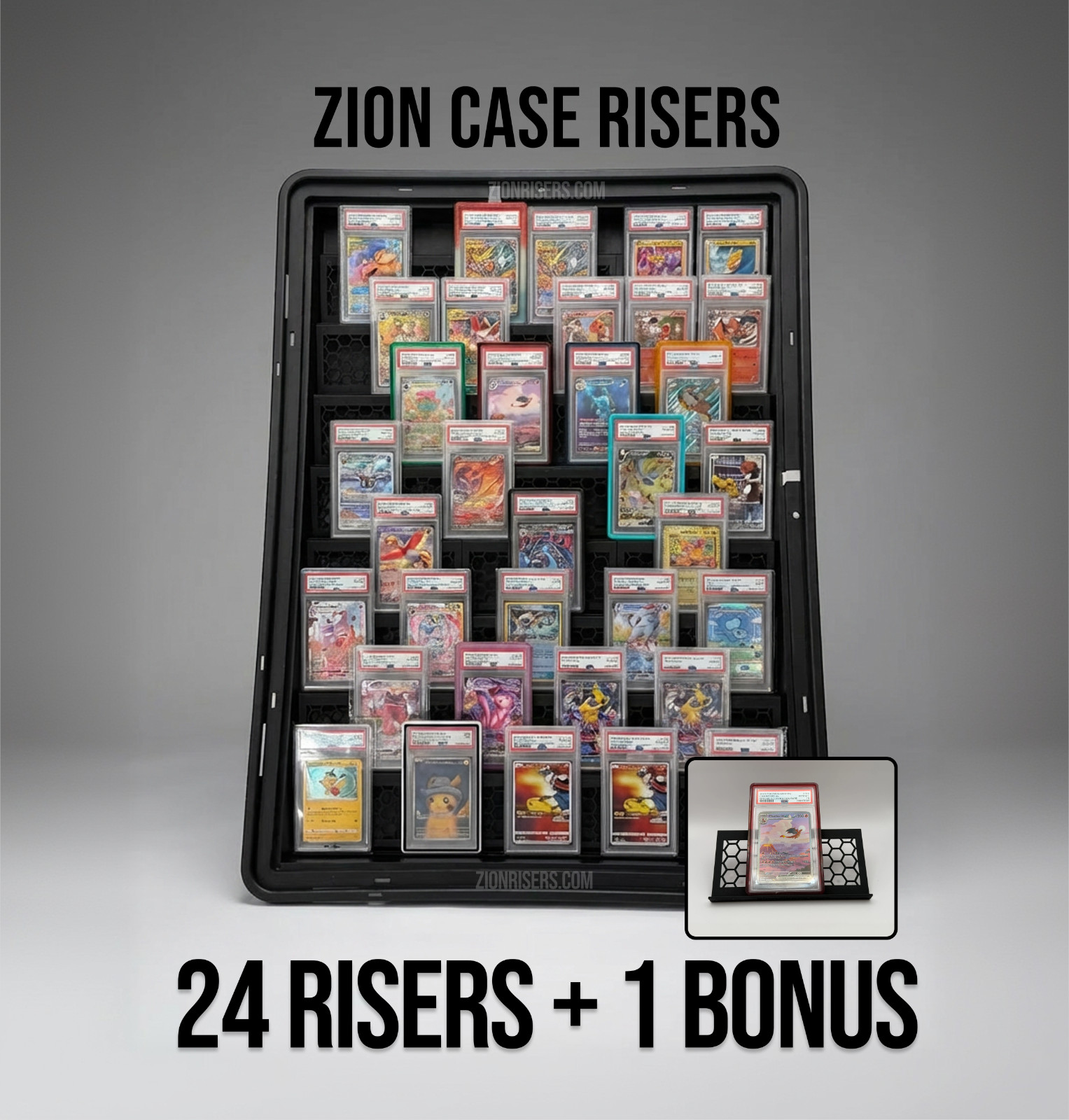 25 RISERS ✳ ZION DISPLAY CASE TRADING CARD SLAB STANDS ✳ PSA BGS TCG