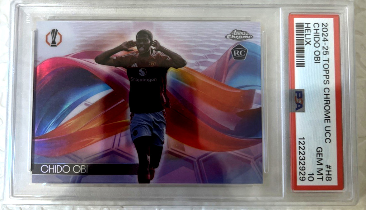 CHIDO OBI – PSA 10 – ROOKIE HELIX (CASE HIT – 1:3,722 ODDS) – 24/25 CHROME UEFA