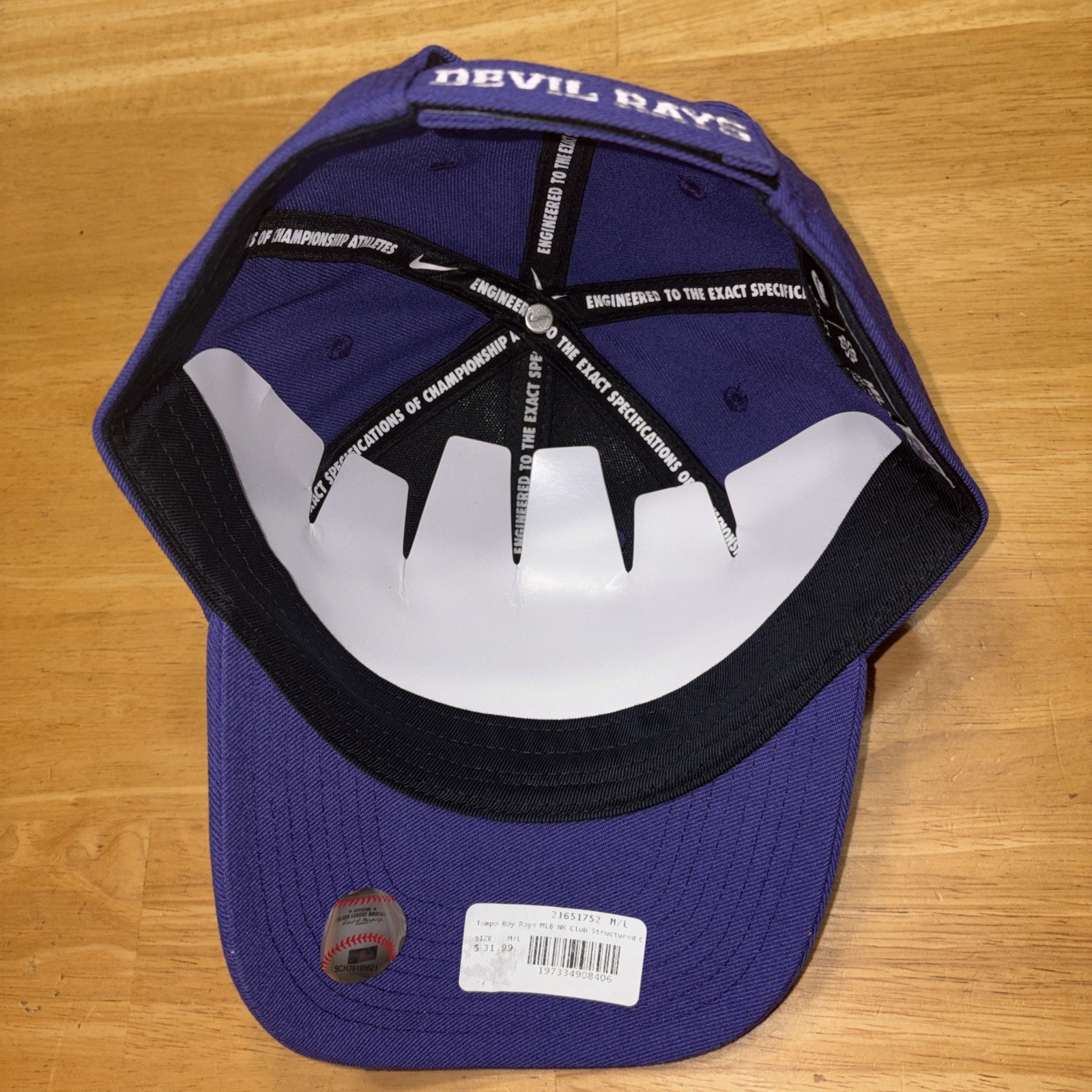 Tampa Bay Devil Rays Hat M/L Strapback Nike Purple Retro Throwback Club Cap NWT