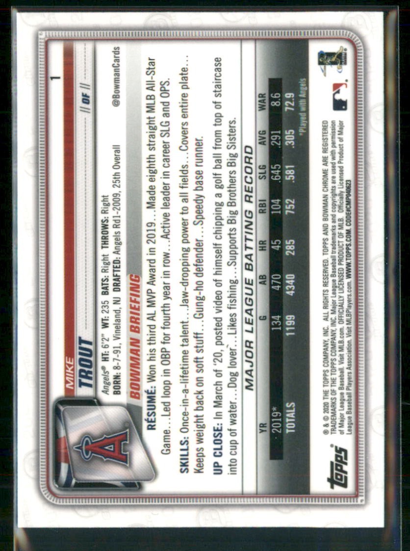2020 Bowman Chrome – Mike Trout #1