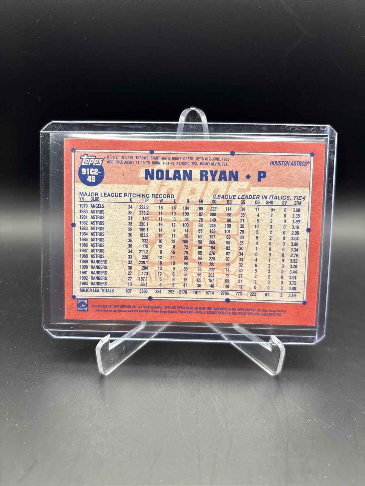 NOLAN RYAN TOPPS CHROME 75 YEARS MOJO REFRACTOR SILVER PACK #91C2-49 Q6230