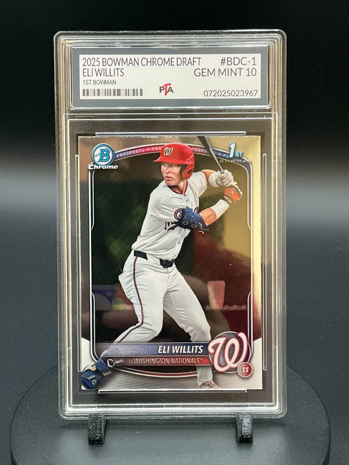 2025 BOWMAN DRAFT CHROME Eli Willits 1st Bowman Graded GEM MINT PTA 10🔥