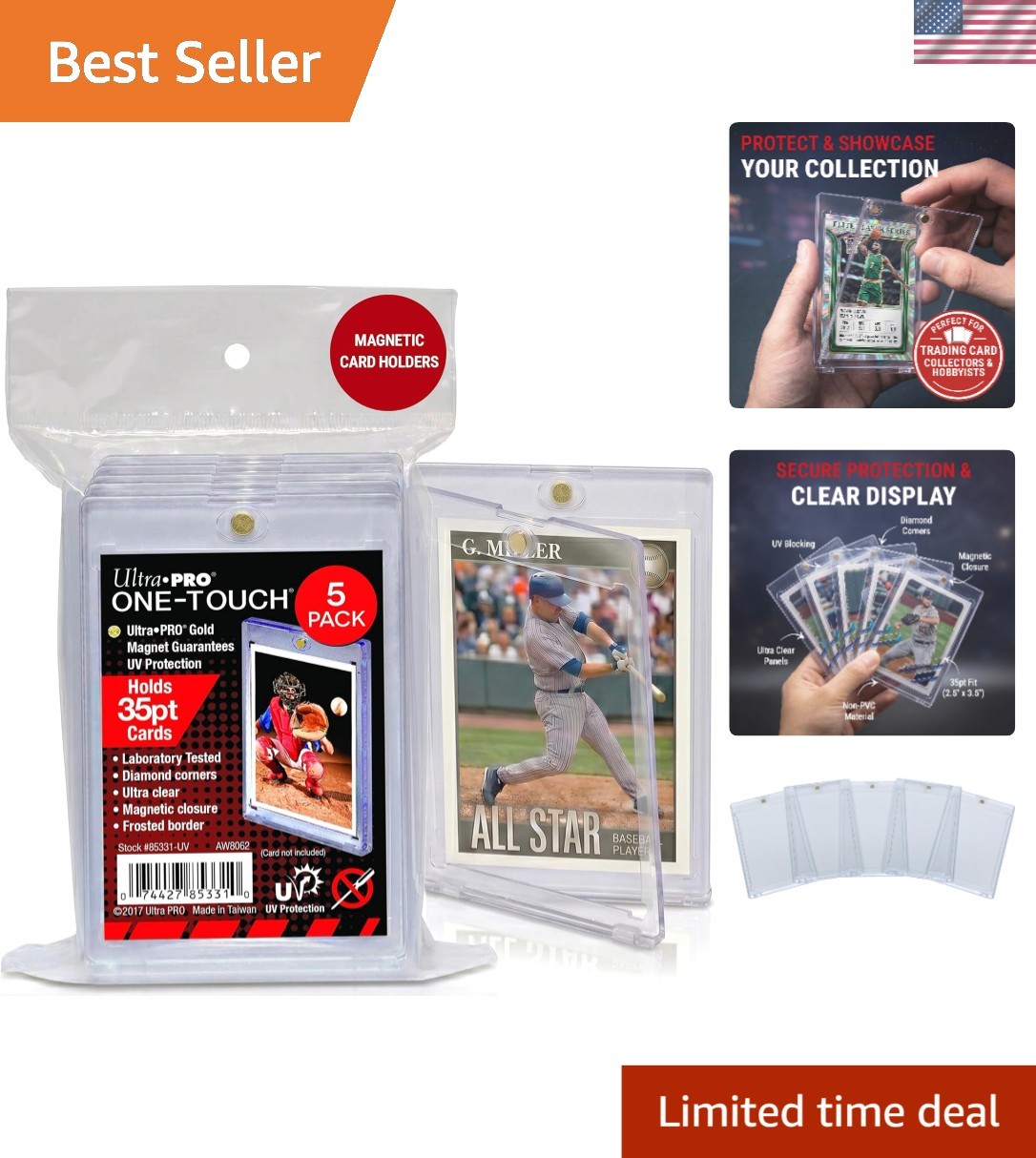 One Touch 35pt Magnetic Card Holders – Ultimate Protection & Display (5 Pack)