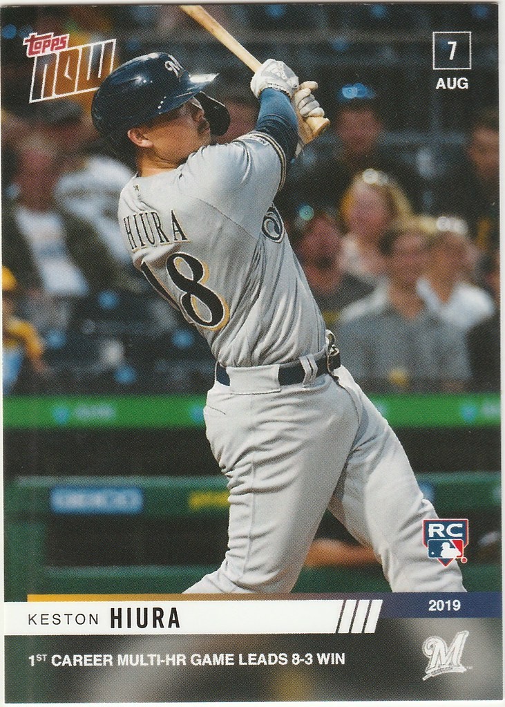 2019 TOPPS NOW #650 KESTON HIURA 1ST MULTI HR GAME MILWUAKEE BREWERS
