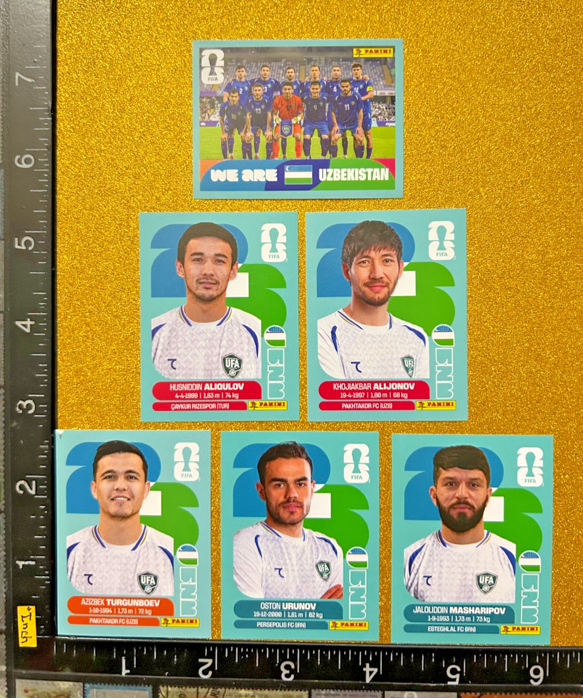 PANINI STICKERS WORLD CUP 2026 USA-MEX-CAN, SET OF 6 BLUE, UZBEKISTAN TEAM