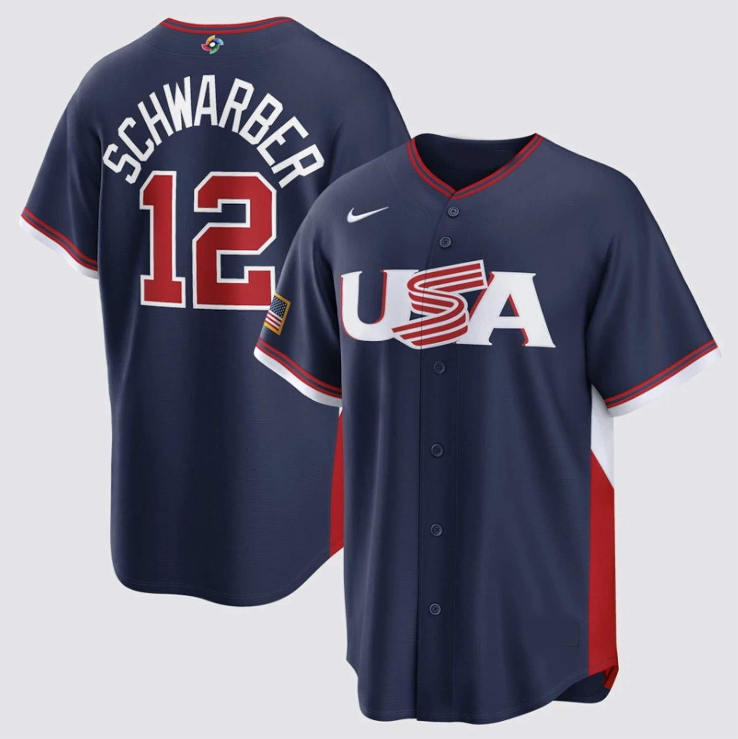 Kyle SCHWARBER Team USA #12 Navy Blue Jersey Adult All Sizes NWT 2026 WBC