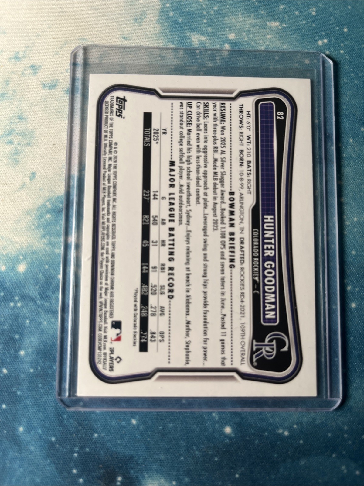 2026 Bowman Hunter Goodman Fuchsia Border Paper /299 Rockies
