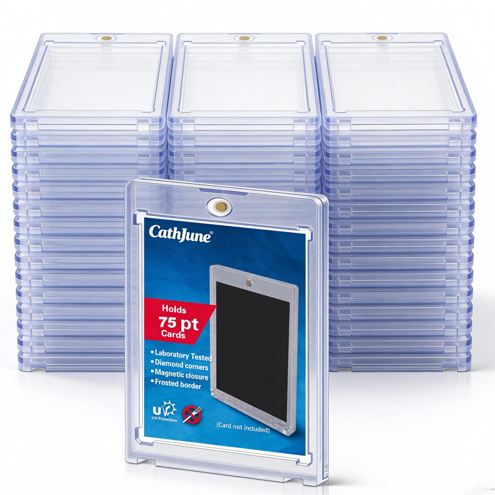 50 Pcs 75 Pt Acrylic Magnetic Card Holders, Touch , Clear Card Protectors, Ha…