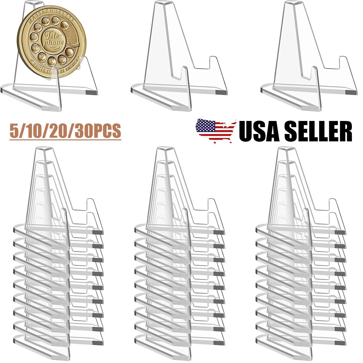30Pcs Large Size Trading Card Stands Most Durable Display Coins Cards Holder USA