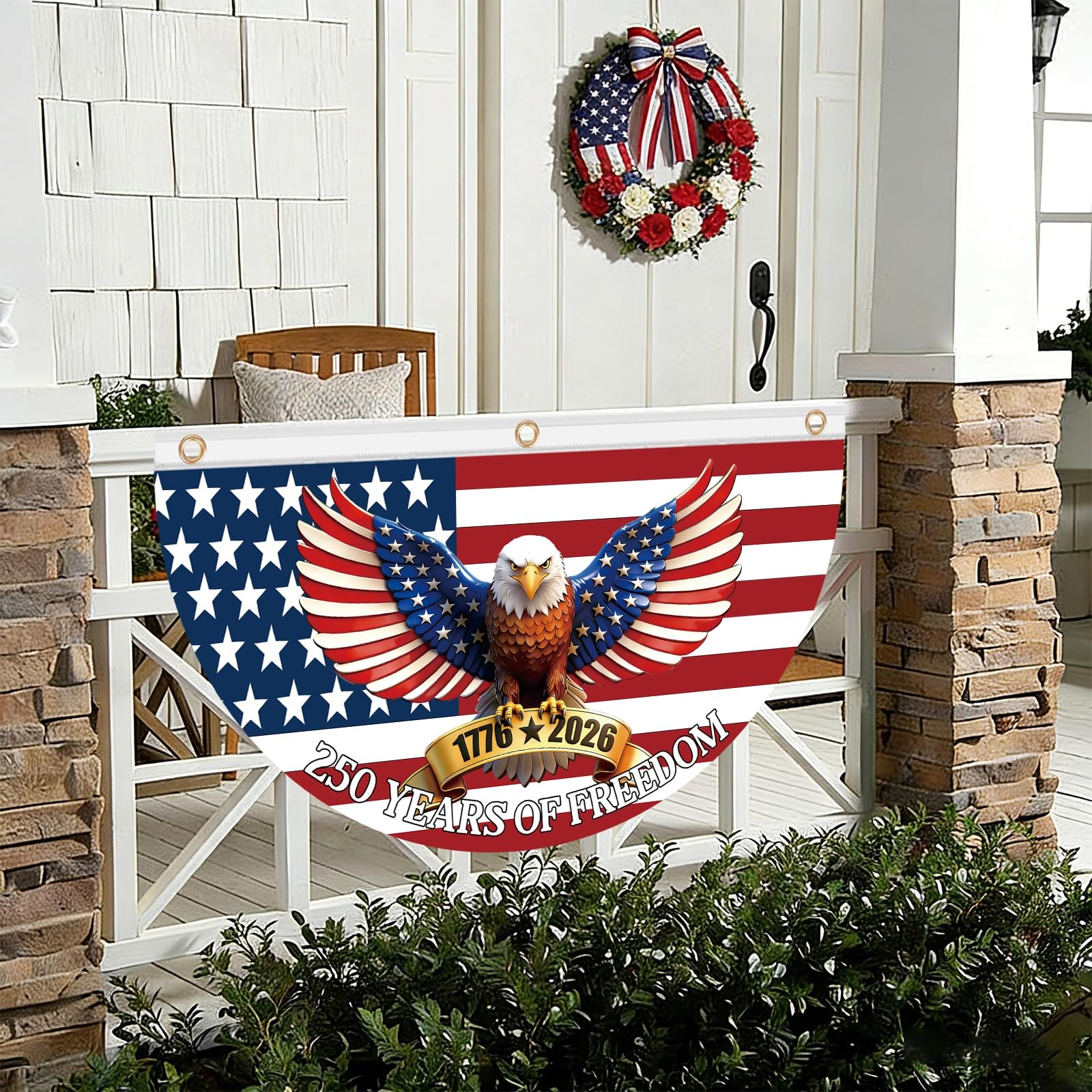 2PCS 250th Anniversary USA Bunting Flag 4×2 FT 1776-2026th Birthday American Fan