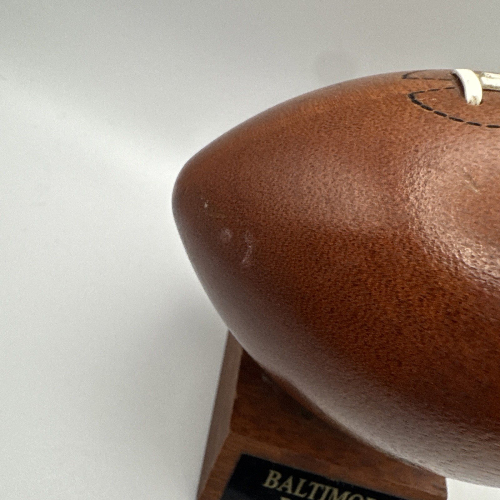 Baltimore Ravens Solid Wooden Mini Football NFL GBOW Wooden Mini FLYING B RARE