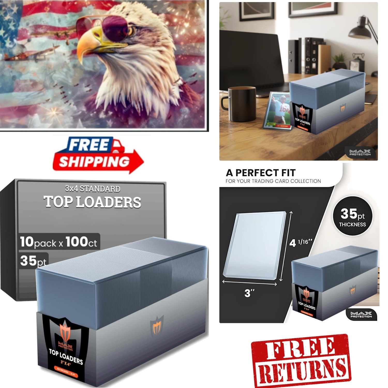 1000 Count Ultra-Clear Trading Card Top Loaders – Preserve Your Collection