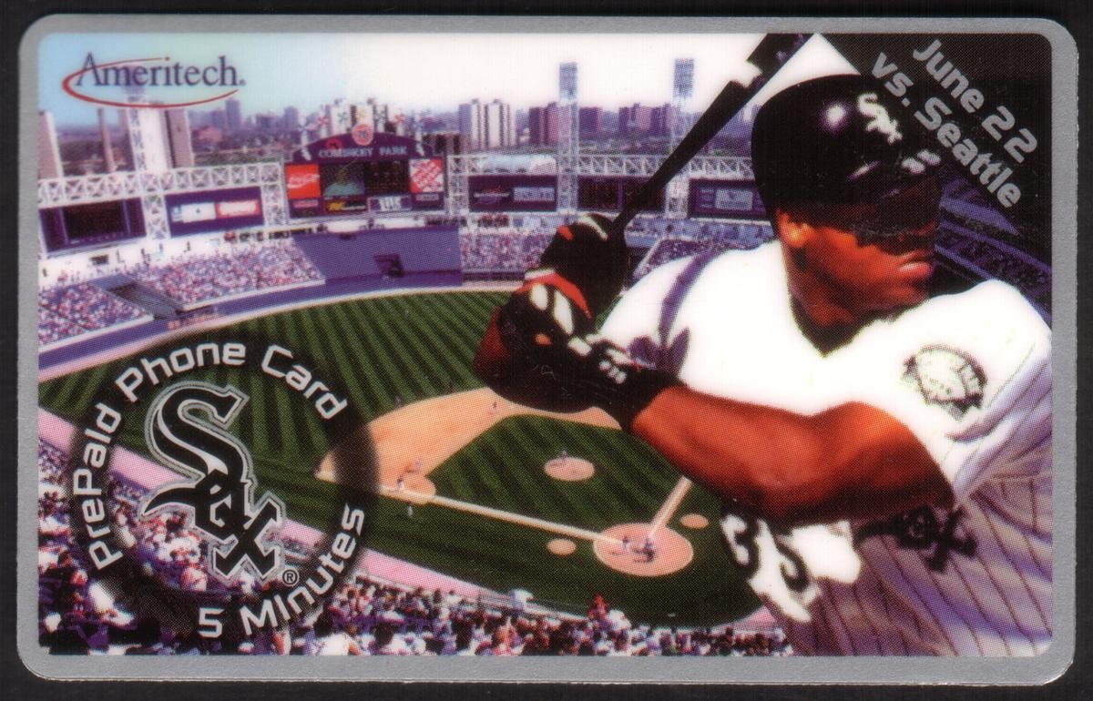 5m White Sox vs Seattle Frank Thomas Baseball 6/22/96 Tiny Coke Logo Phone Card