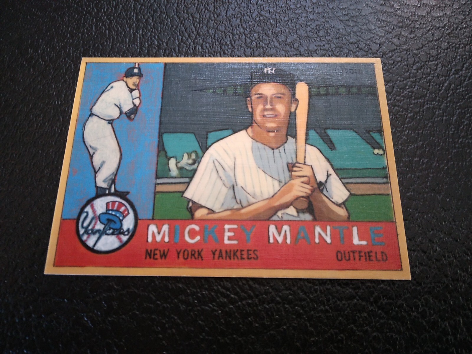 Baseball Art Card Print of Mickey Mantle, 1960, print edition of 500