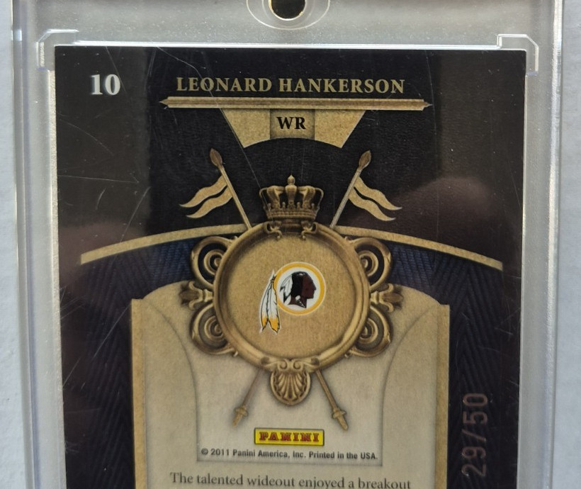Leonard Hankerson Washington Patch (NFL Shield) Rookie Card 10 2011 Panini 29/50