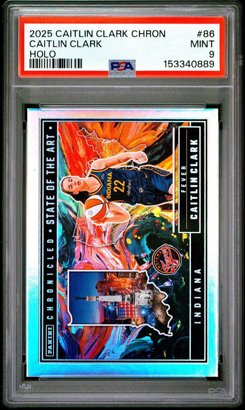 2025 PANINI CAITLIN CLARK CHRONICLED HOLO #86 CAITLIN CLARK PSA 9