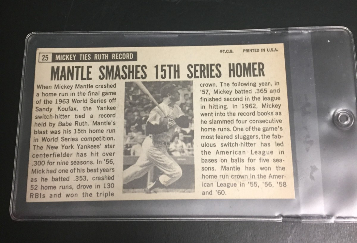 Mickey Mantle #25, 1964 Topps Oversized Card
