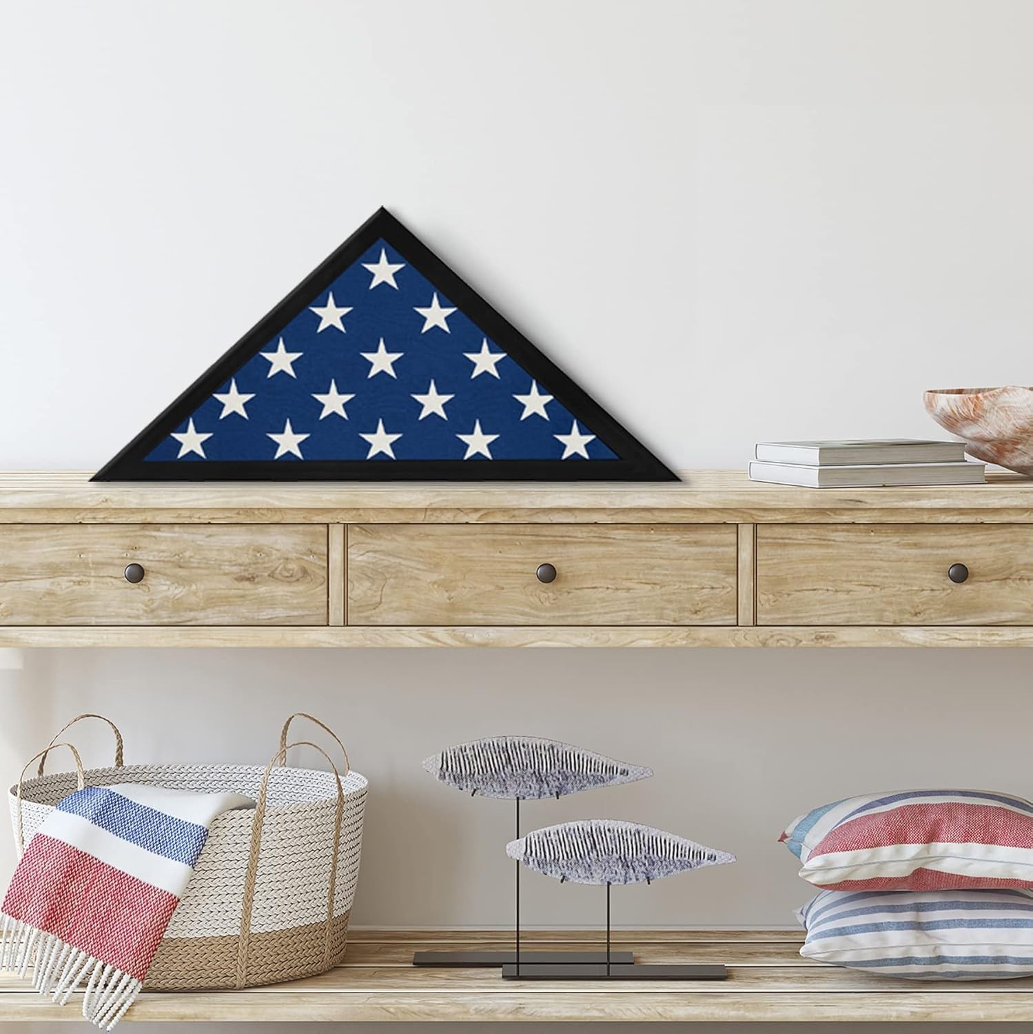 Small Triangular Flag Case – Fits 3×5′ Ceremonial Flags, Wall or Tabletop Mount