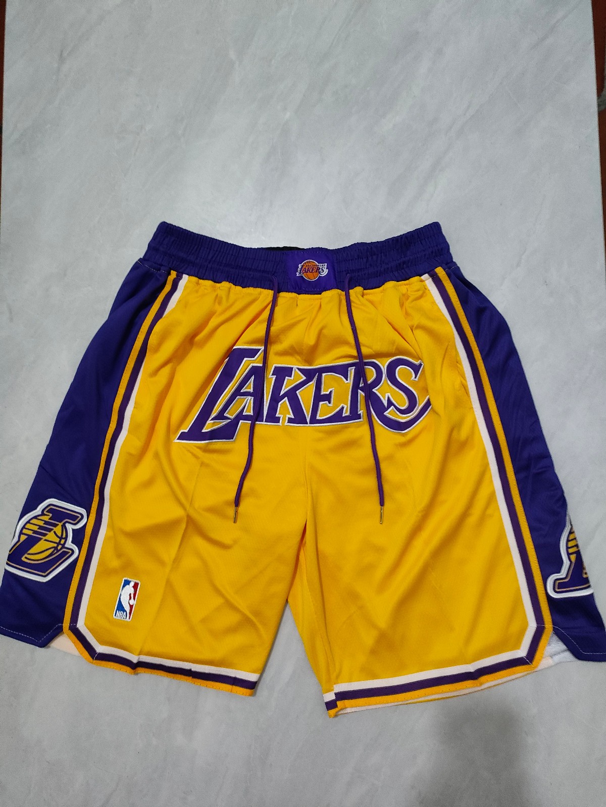 New Los Angeles Lakers Men Yellow Pockets stitched Shorts Size US