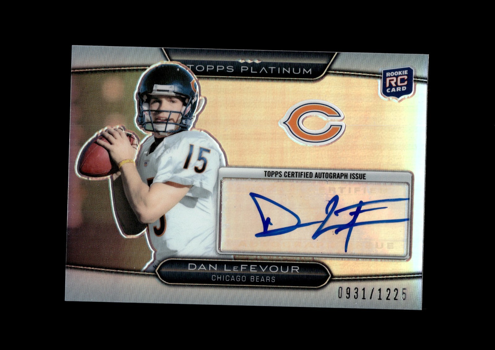 2010 Topps Platinum Rookie Autograph #51 Dan LeFevour RC 931/1225 Chicago Bears