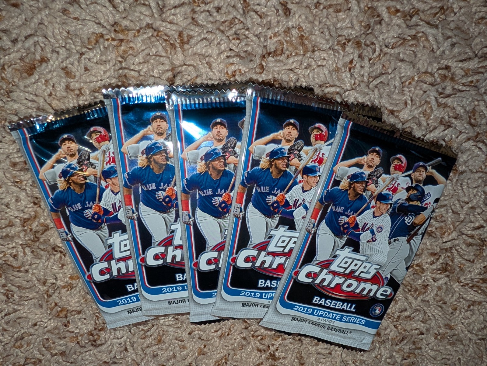 (5) 2019 Topps Chrome Update Series Packs Baseball Factory Sealed 5 Pack Lot