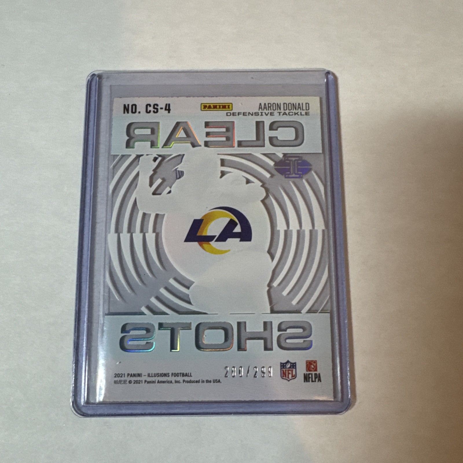2021 Panini Illusions – Clear Shots Aaron Donald #CS-4 Light Blue /299