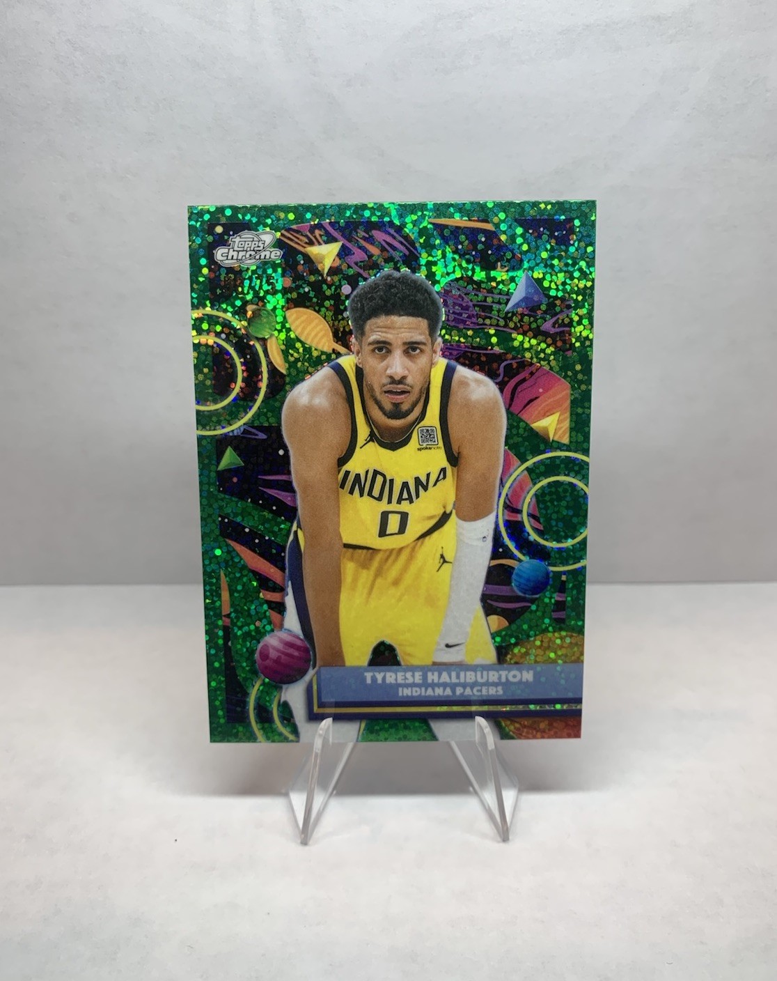 2025-26 Topps Cosmic Chrome #90 Tyrese Haliburton Green Space Dust Refractor /75