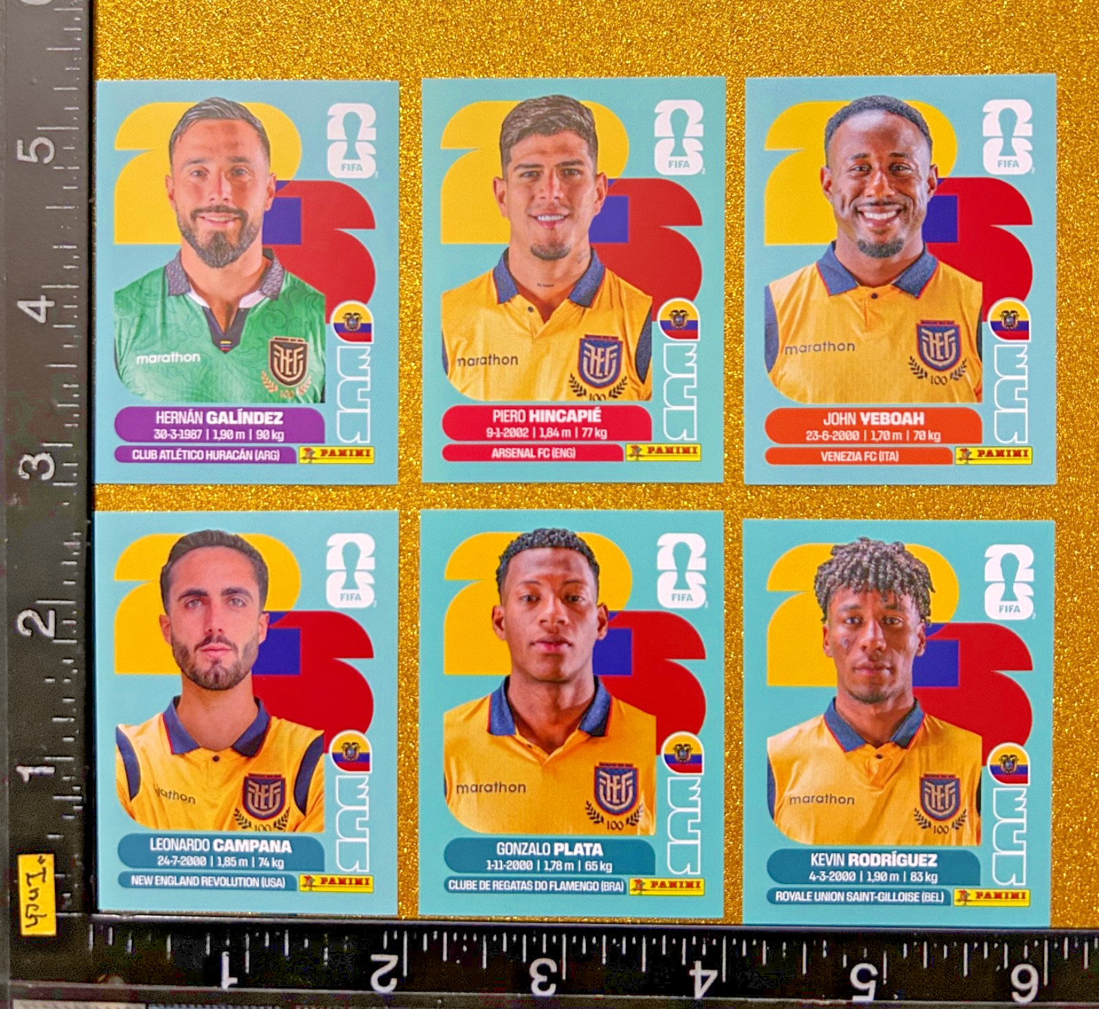 PANINI STICKERS WORLD CUP 2026 USA-MEX-CAN, SET OF 6 BLUE, ECUADOR TEAM