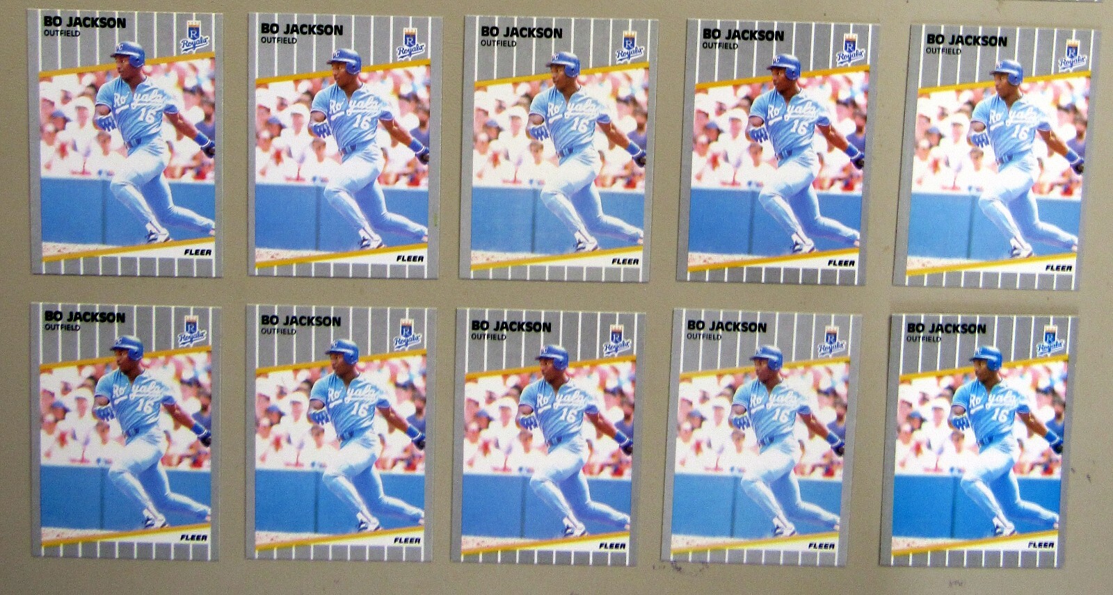 1989 Fleer #285 Bo Jackson KC Royals 10ct Baseball Card Lot 0103I