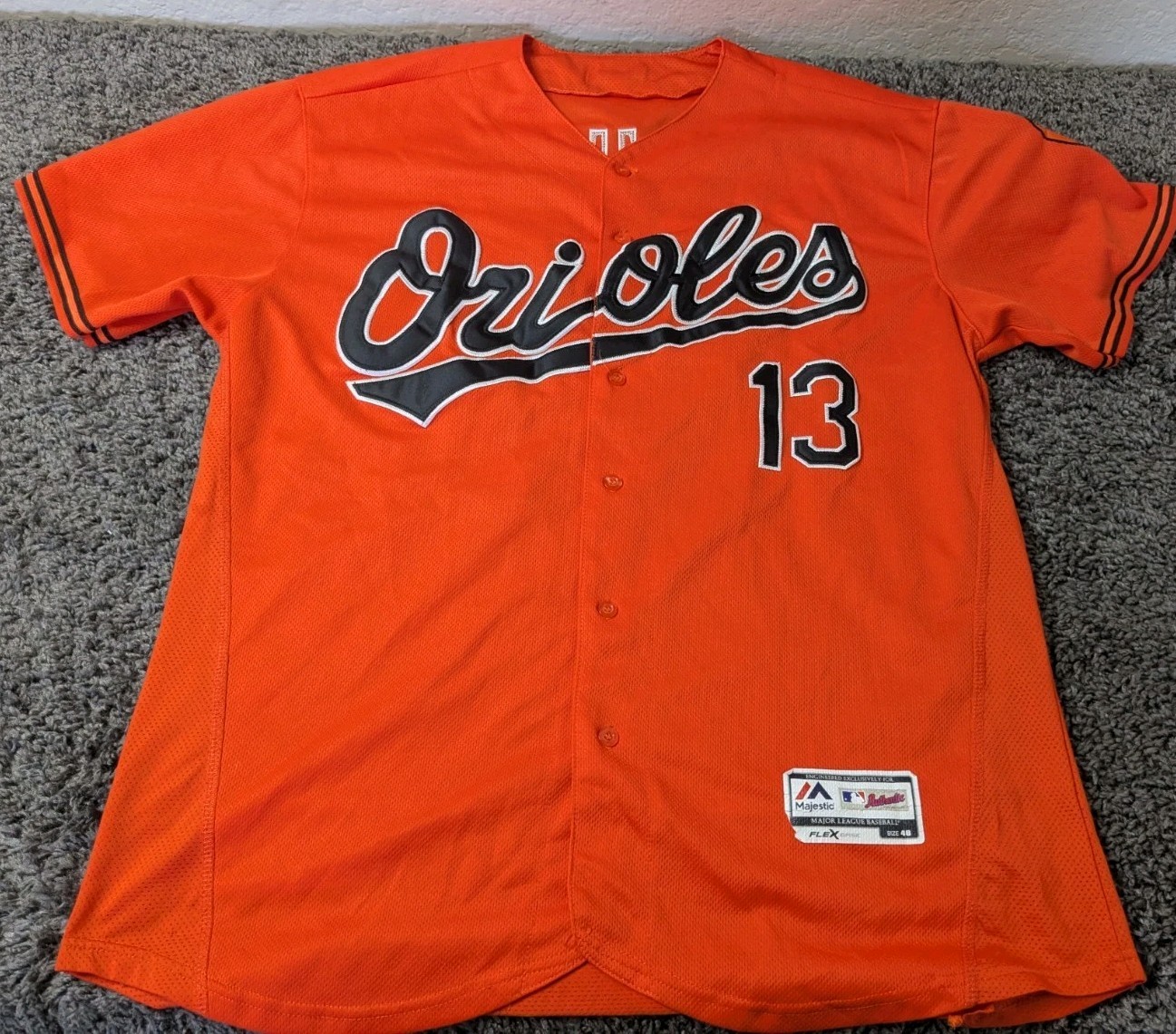 Baltimore Orioles Manny Machado #13 Majestic MLB Jersey Men’s XL 48 Orange Alt