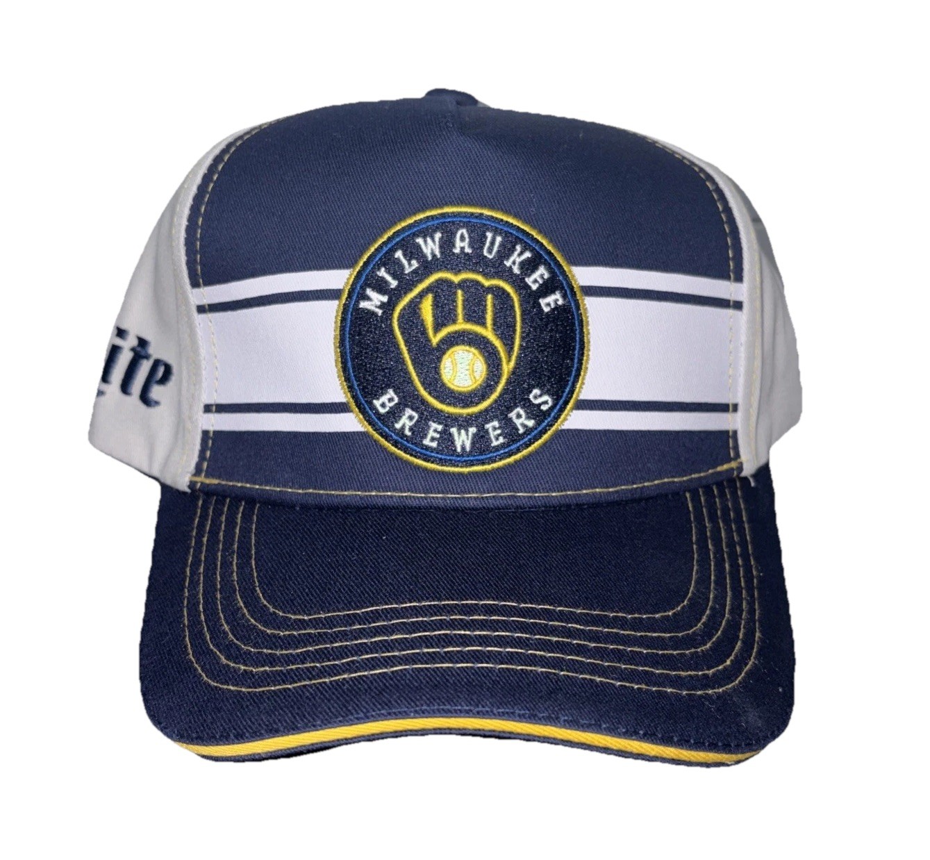 Milwaukee Brewers Embroidered SnapBack Striped Hat Miller Lite Baseball Cap
