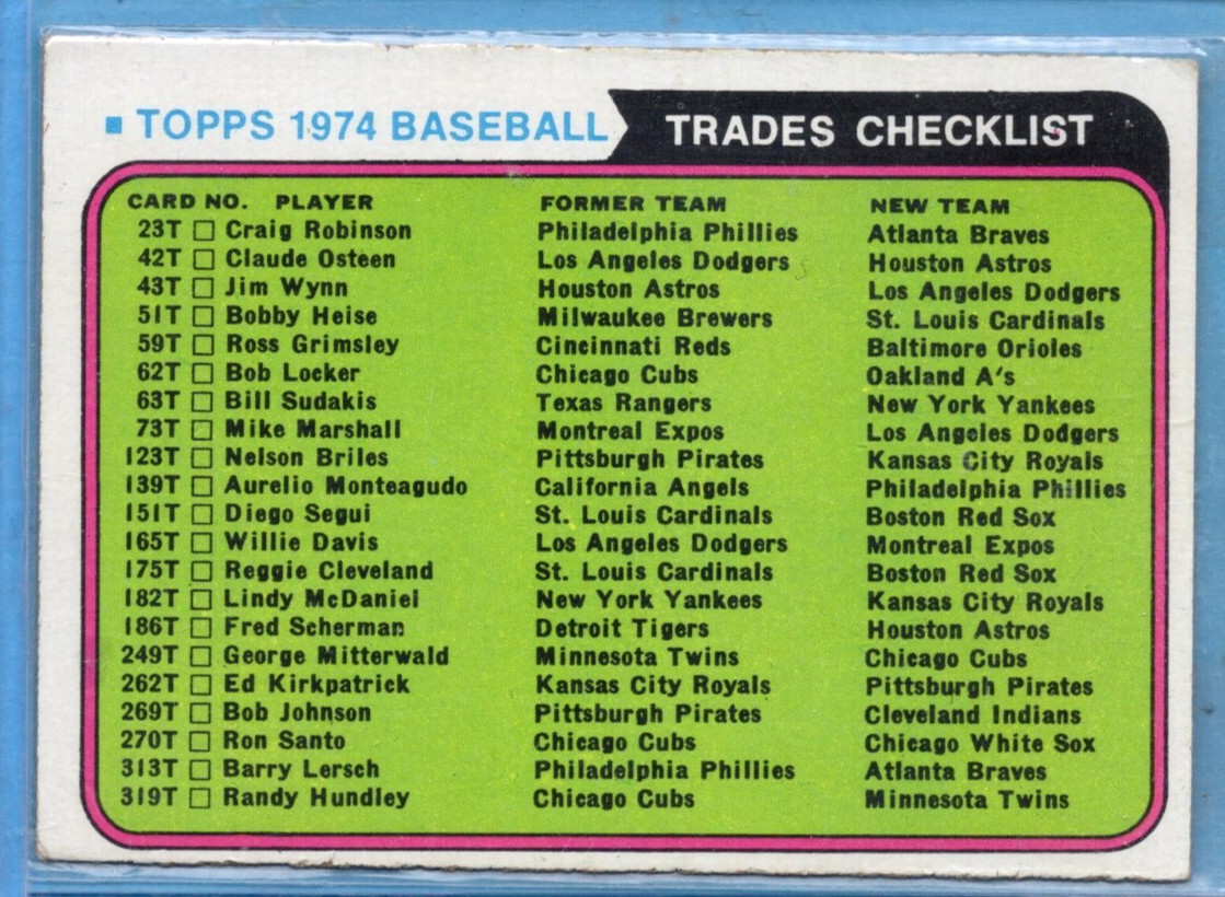 1974 Topps TRADED Baseball COMPLETE Set 44 Cards-