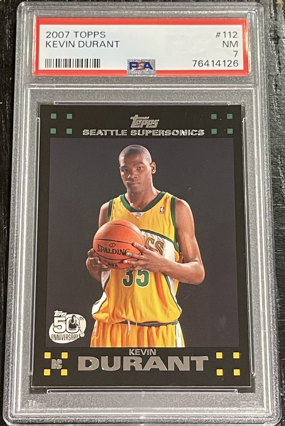 2007 Topps Kevin Durant ROOKIE PSA 7 NM #112 RC CLEAN BLACK BORDERS ~4126