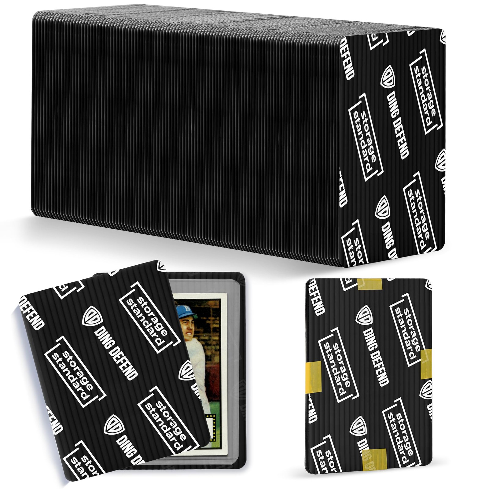 Ding Defend 110Pack Trading Card Protector Shipping 3.5 x 4.5 Inch Black Hob…