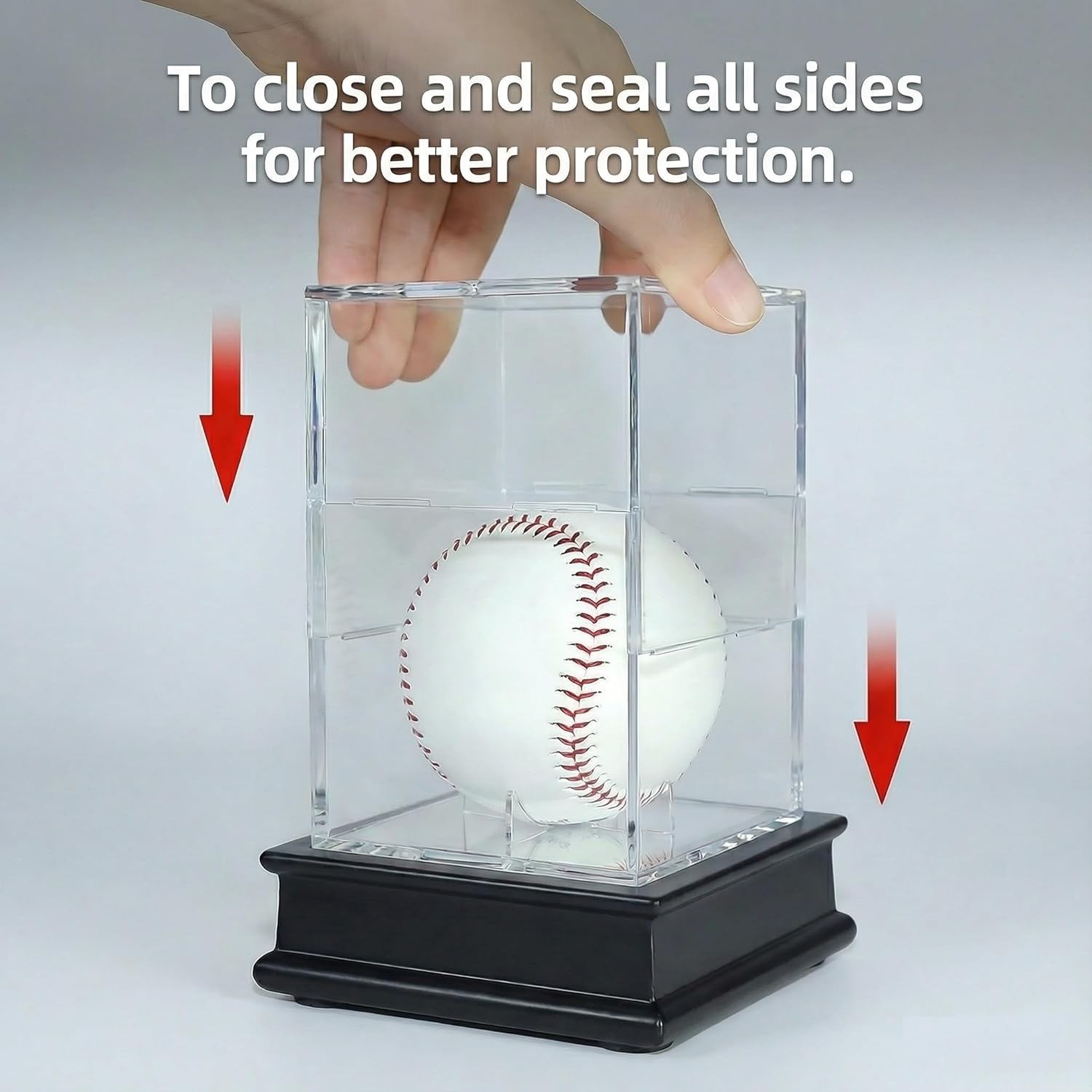 Wooden Baseball Display Case High Protection UV Acrylic Signed Ball Stand
