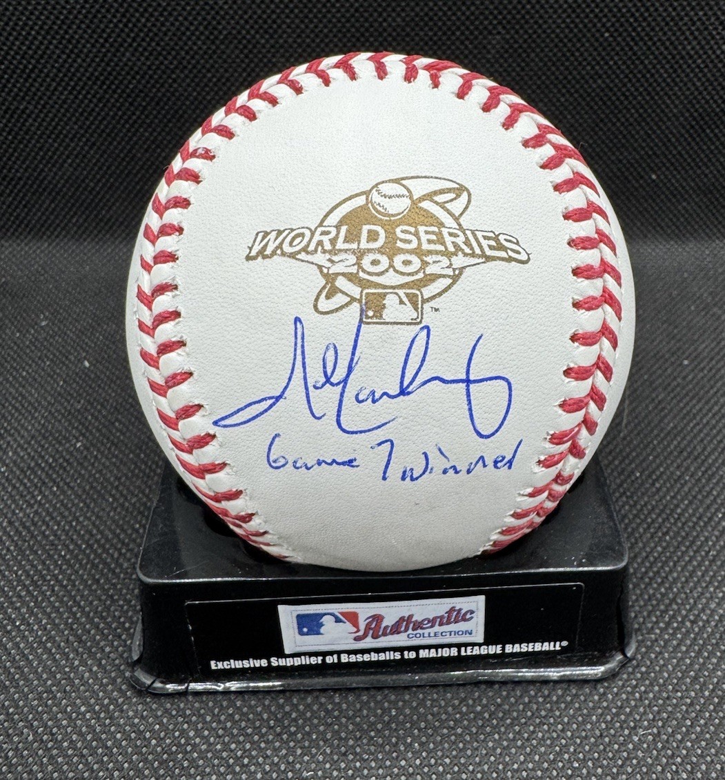 JOHN LACKEY signed 2002 World Series Baseball ANAHEIM ANGELS w/ COA JSA WITNESS