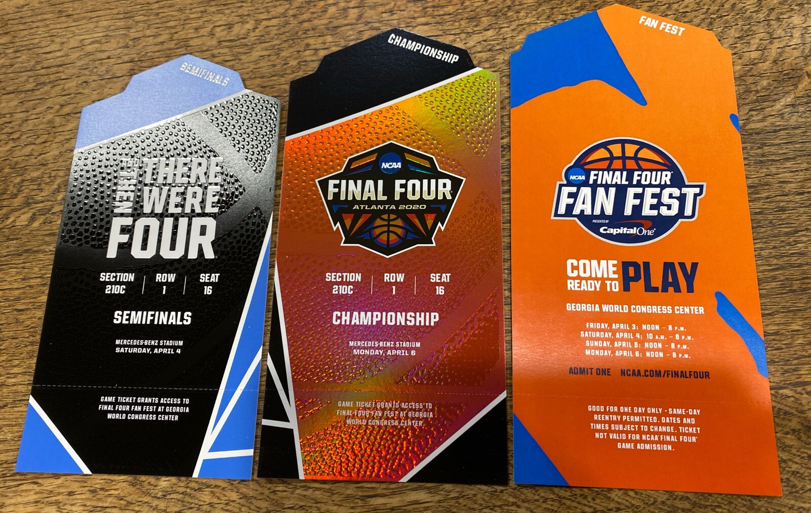 Rare 2020 Men’s NCAA Final Four Atlanta Semi & Championship Tickets Spot Gloss