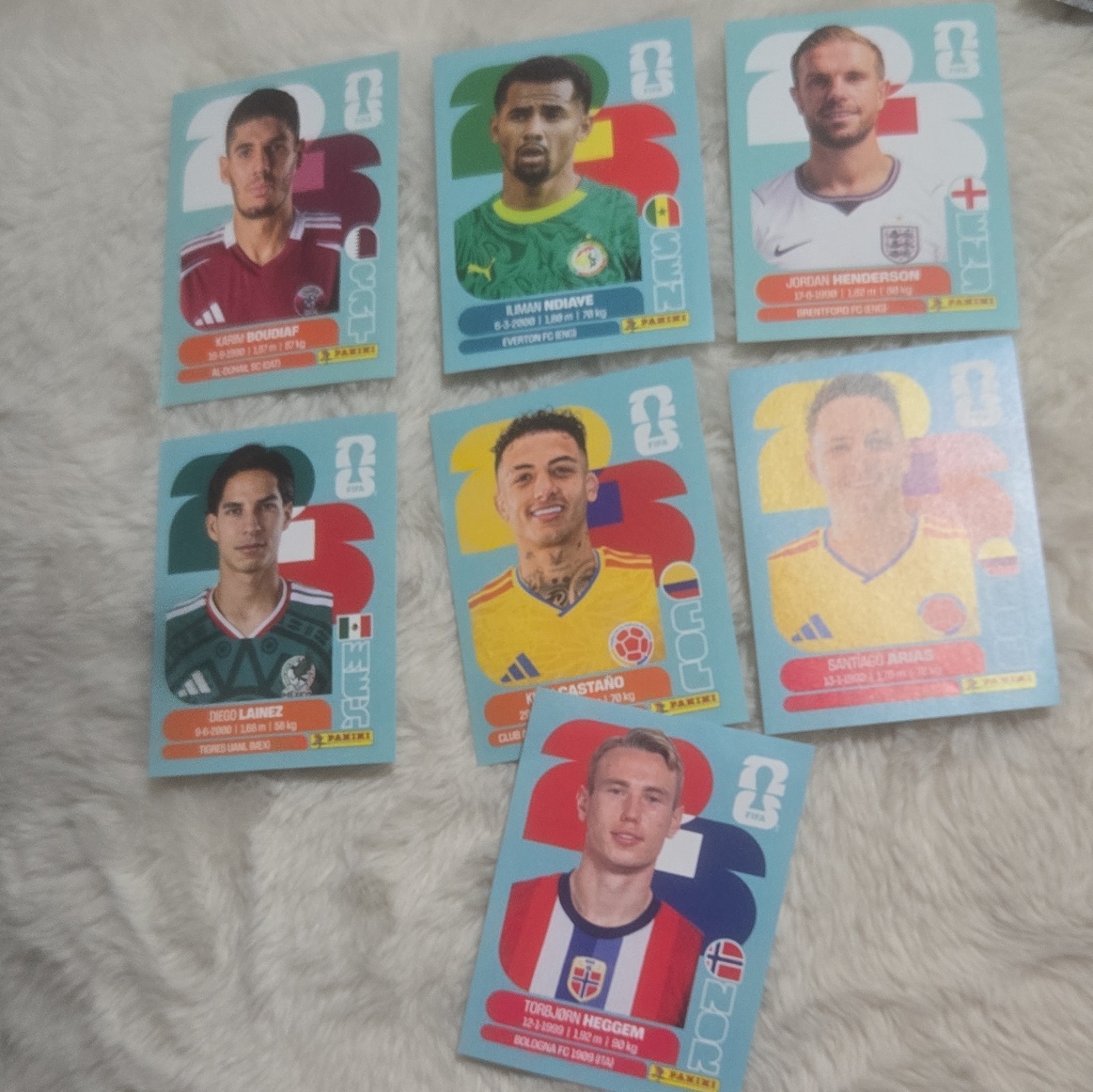 Panini FIFA World Cup 2023 Soccer Sticker Lot of 7 Player Portraits Non-Stuck